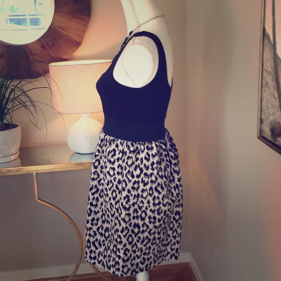 Size S, Black tank dress with faux leopard print - Picture 2 of 3
